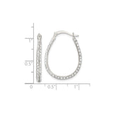 Sterling Silver Oval Hoop Earrings with Cubic Zirconia, Polished Lightweight Design for Women