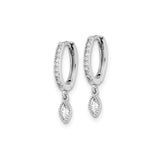 Sterling Silver Dangle Hoop Earrings with Marquise Cubic Zirconia and Pavé Setting