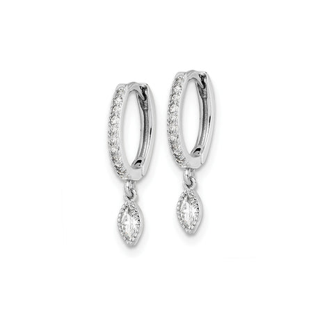 Sterling Silver Dangle Hoop Earrings with Marquise Cubic Zirconia and Pavé Setting