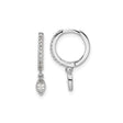 Sterling Silver Dangle Hoop Earrings with Marquise Cubic Zirconia and Pavé Setting