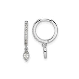 Sterling Silver Dangle Hoop Earrings with Marquise Cubic Zirconia and Pavé Setting