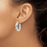 Sterling Silver Hoop Earrings with Cubic Zirconia, Polished Finish, Multi-Color Modern Design
