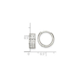 Sterling Silver Huggie Hoop Earrings with Two Rows of Round Cut Cubic Zirconia