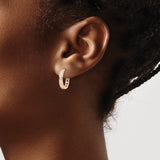 Sterling Silver Hoop Earrings with Cubic Zirconia, Rose Gold Plated, Channel Set Baguette Cut