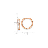Sterling Silver Hoop Earrings with Cubic Zirconia, Rose Gold Plated, Channel Set Baguette Cut