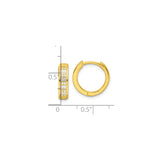Sterling Silver Huggie Hoop Earrings with Round and Baguette Cubic Zirconia, Modern Minimalist Style