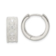 Sterling Silver Hoop Earrings with Cubic Zirconia Accents, Vintage Milgrain Detail, Small Lightweight Design