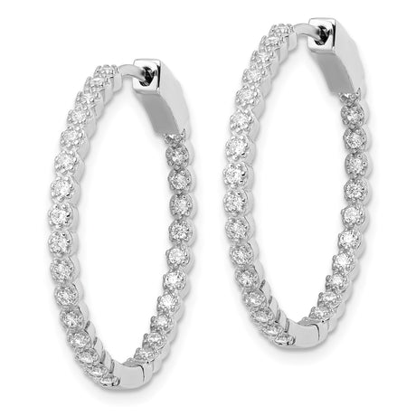 Sterling Silver Hoop Earrings with Cubic Zirconia, Prong Set Full Circle Design