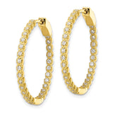 Sterling Silver Gold Plated Hoop Earrings with Cubic Zirconia, Prong Set Classic Design