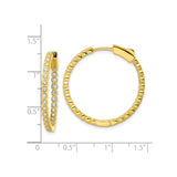 Sterling Silver Gold Plated Hoop Earrings with Cubic Zirconia, Prong Set Classic Design