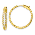 Sterling Silver Gold Plated Hoop Earrings with Cubic Zirconia, Prong Set Classic Design