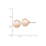 Sterling Silver Round Peach Freshwater Pearl Stud Earrings