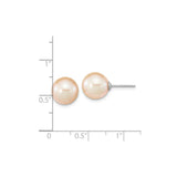 Sterling Silver Pink Freshwater Pearl Stud Earrings Classic