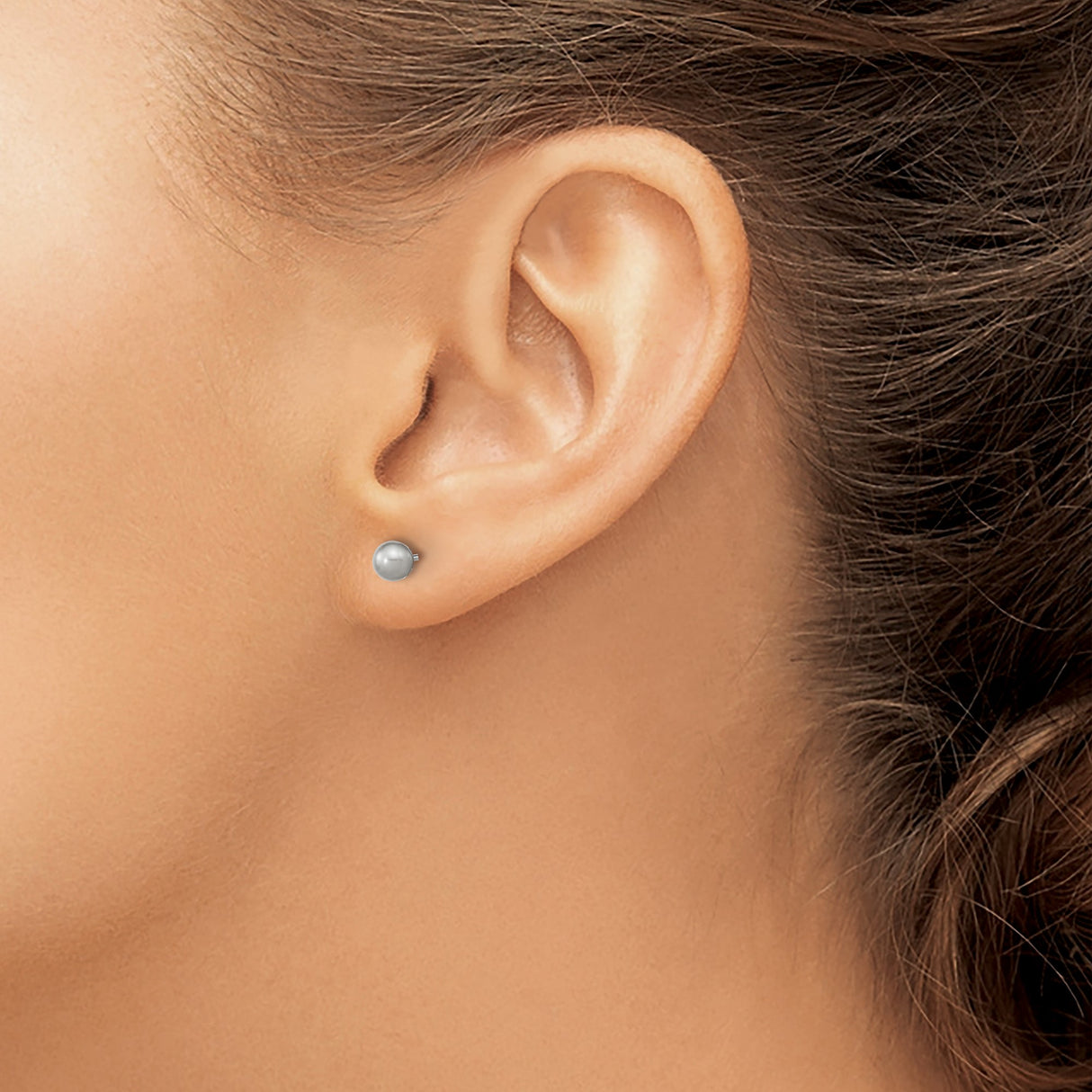 Sterling Silver Stud Earrings with Pearl, Minimalist Polished Design for Women