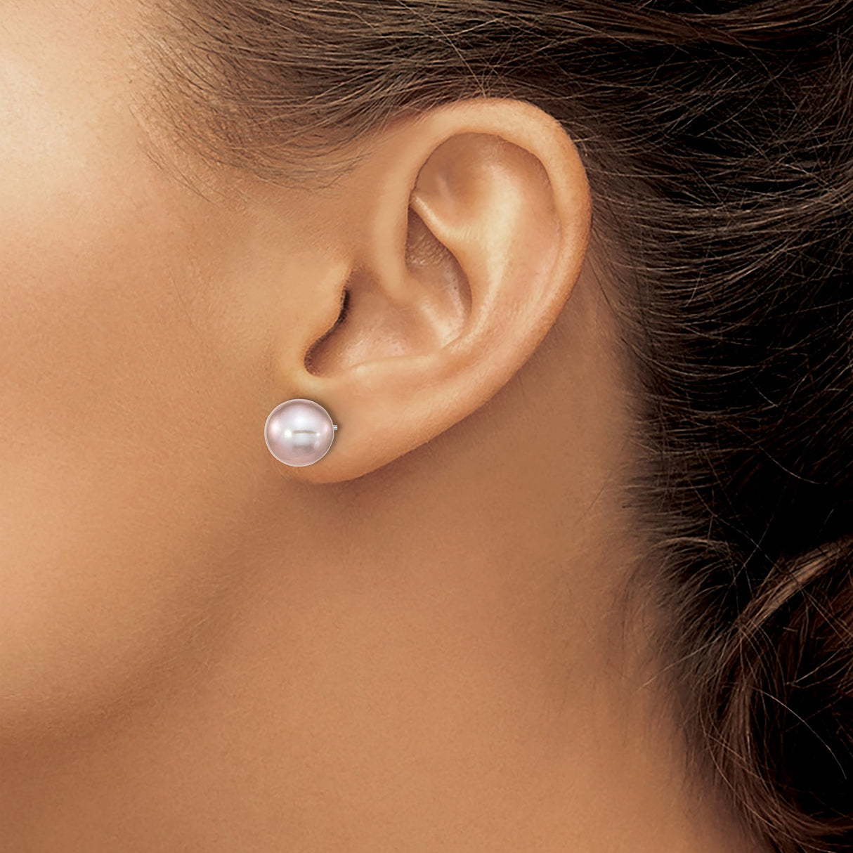 Sterling Silver Stud Earrings with Pink Freshwater Cultured Pearls, Classic Minimalist Style