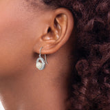 Sterling Silver Dangle Earrings with White Freshwater Pearl and Cubic Zirconia Circle Design