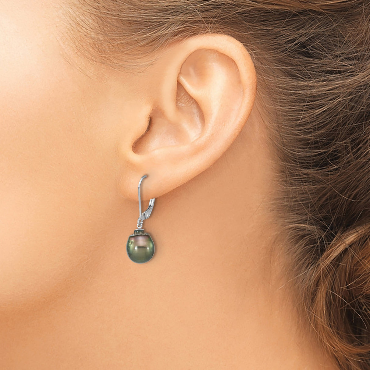 Sterling Silver Leverback Earrings with Tahitian Baroque Pearls, Ocean-Inspired Drop Design