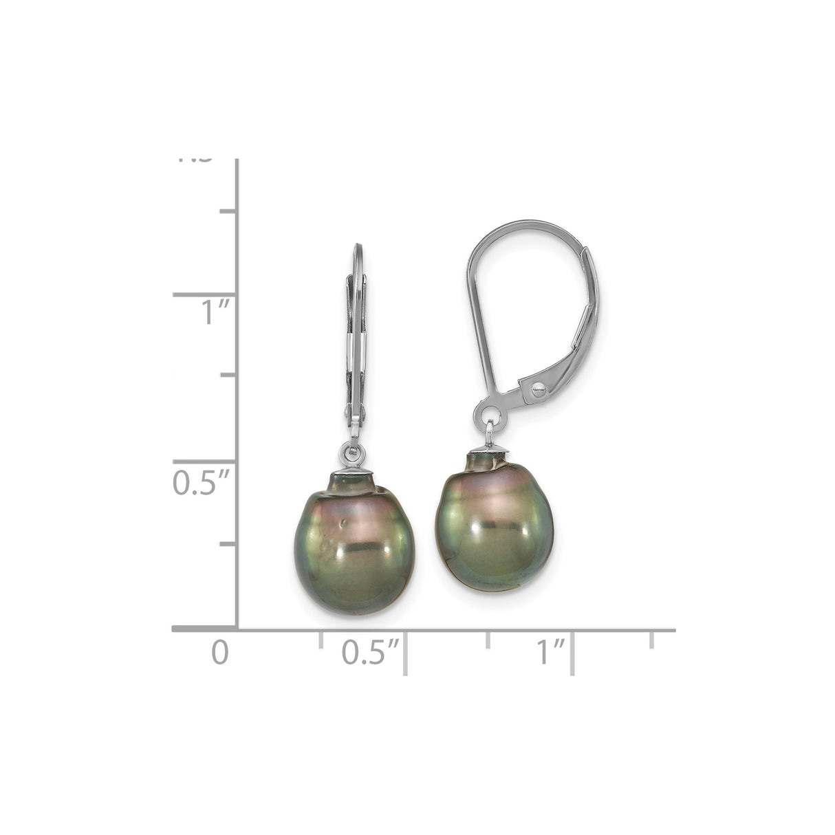 Sterling Silver Leverback Earrings with Tahitian Baroque Pearls, Ocean-Inspired Drop Design