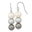 Sterling Silver Dangle Earrings with White, Gray, and Black Cultured Freshwater Pearls