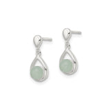 Sterling Silver Teardrop Earrings with Green Gemstone Bead