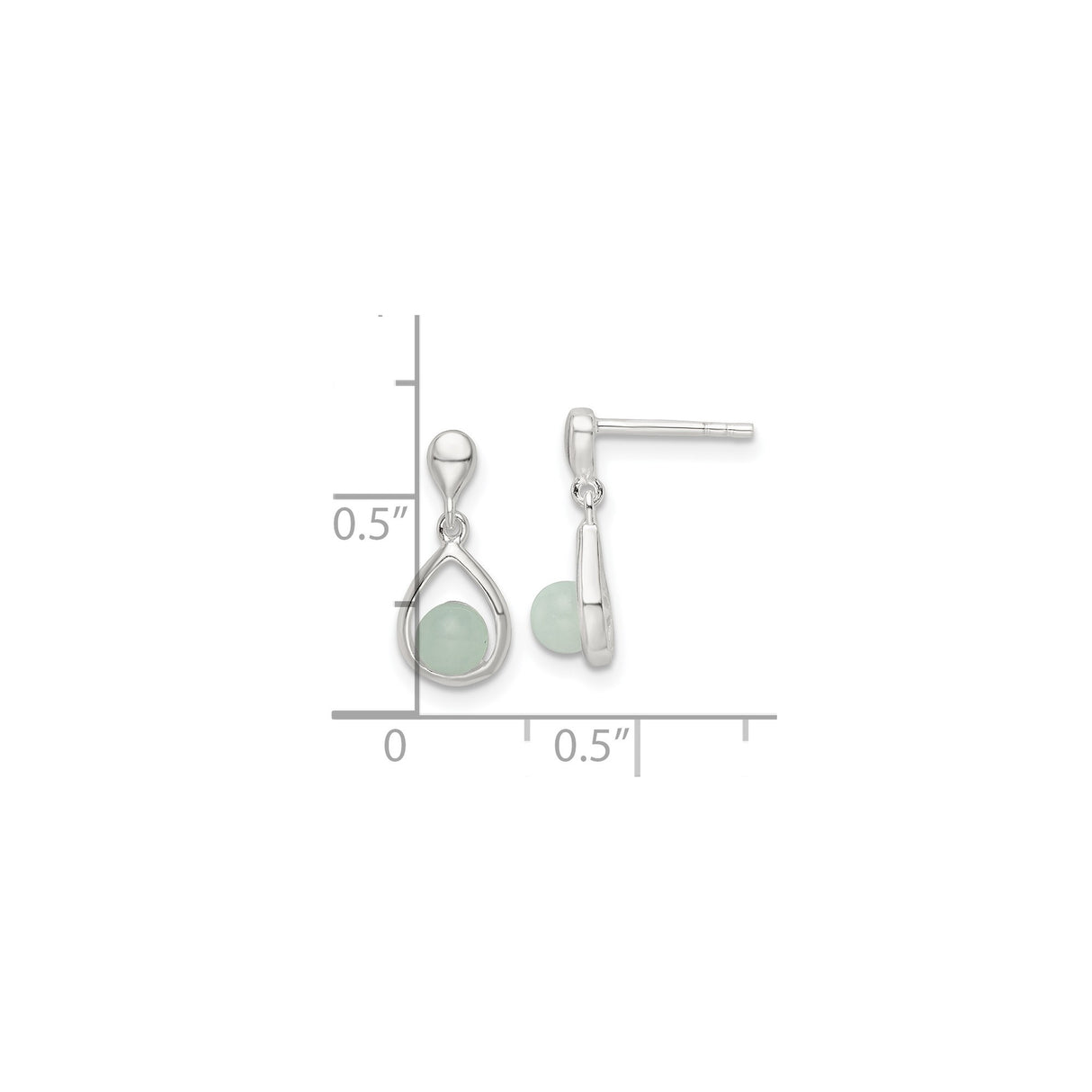 Sterling Silver Teardrop Earrings with Green Gemstone Bead