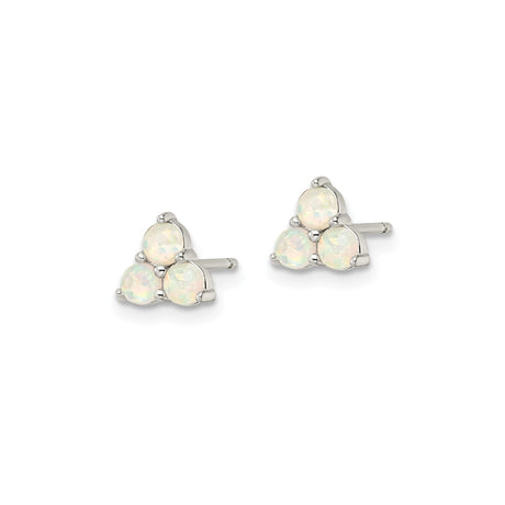 Sterling Silver Triangle Stud Earrings Three Opal Stones