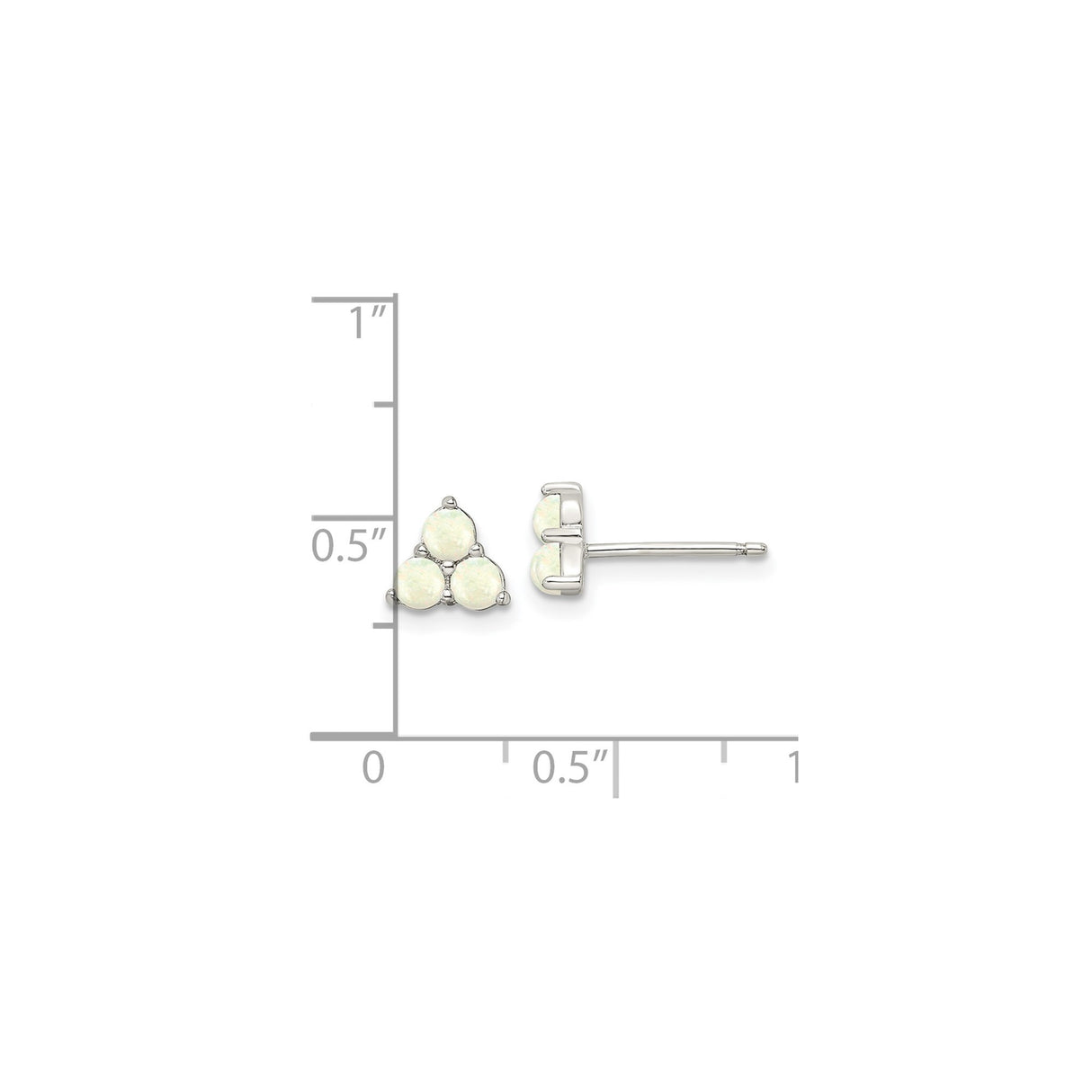 Sterling Silver Triangle Stud Earrings with Created Opal, Minimalist Geometric Design