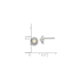 Sterling Silver Stud Earrings with Created Opal Center and Cubic Zirconia Halo