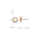 Sterling Silver Opal Stud Earrings with Rose Gold Halo and Cubic Zirconia Accents
