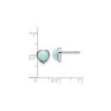 Sterling Silver Heart Stud Earrings with Larimar Gemstone, Feminine and Romantic Style