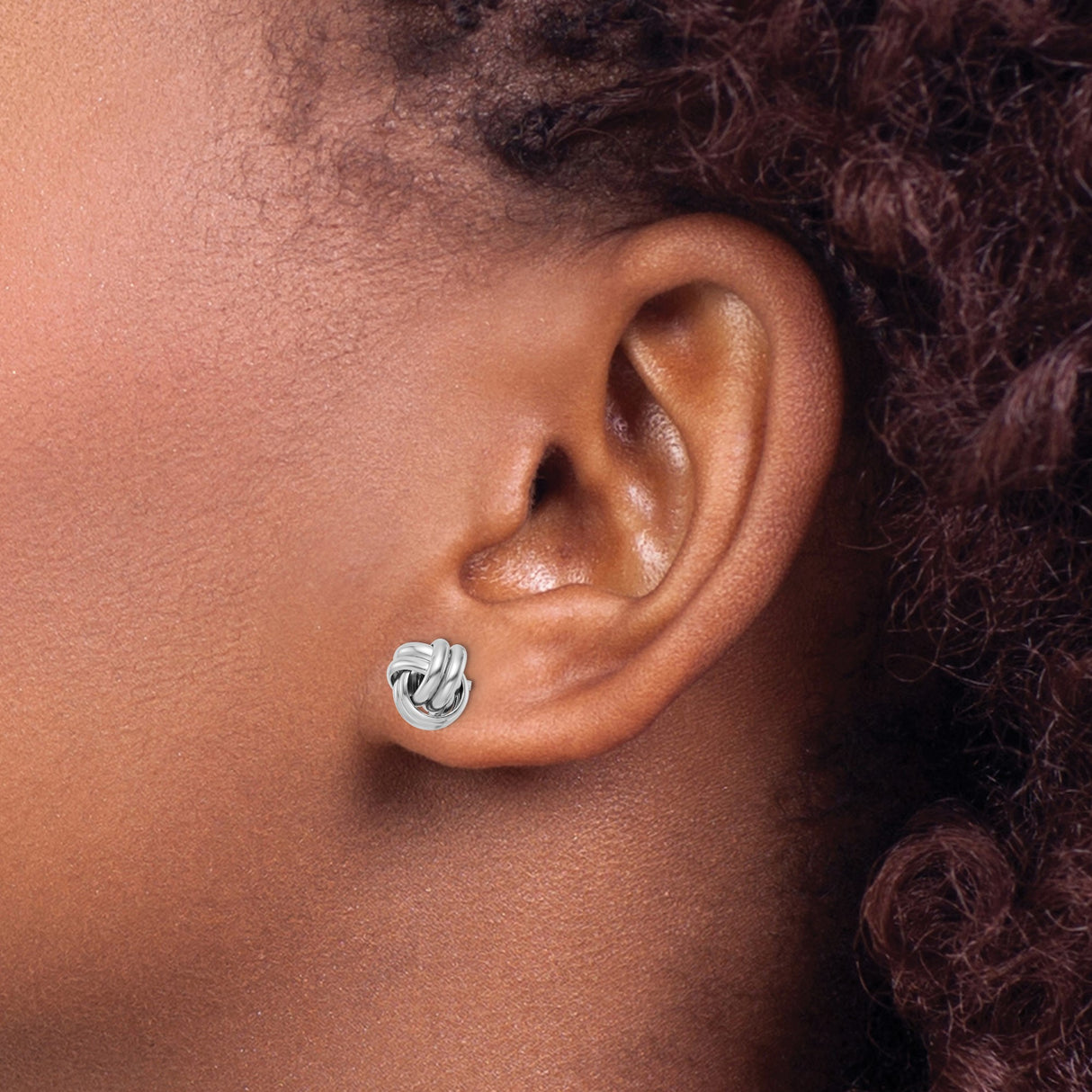 Sterling Silver Love Knot Stud Earrings Polished Finish