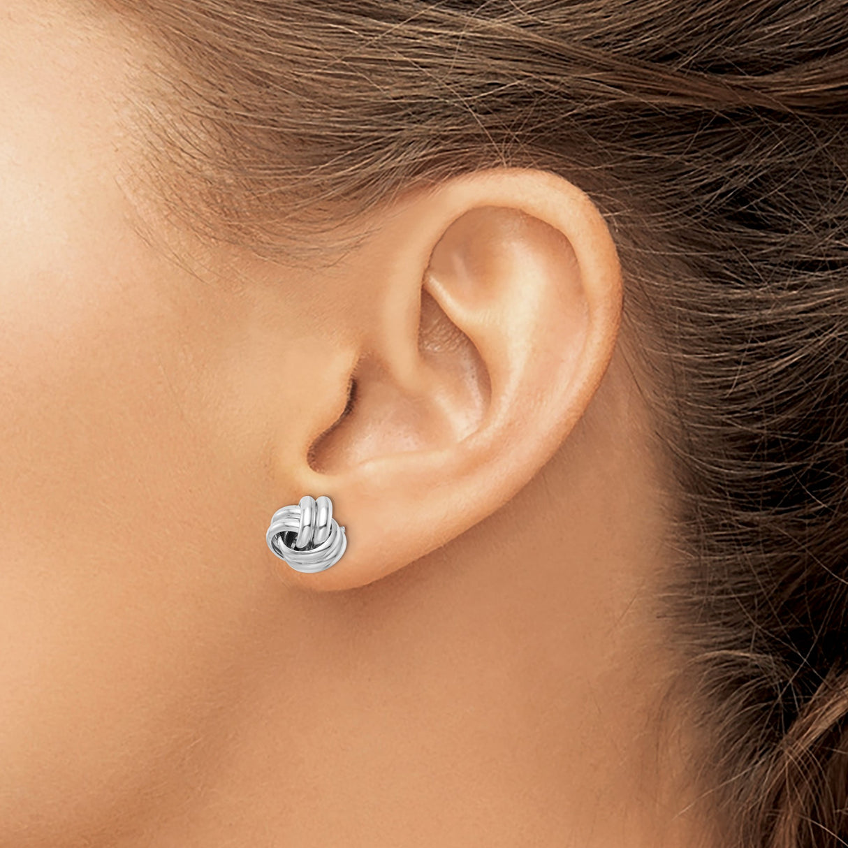 Sterling Silver Love Knot Stud Earrings Interwoven Design