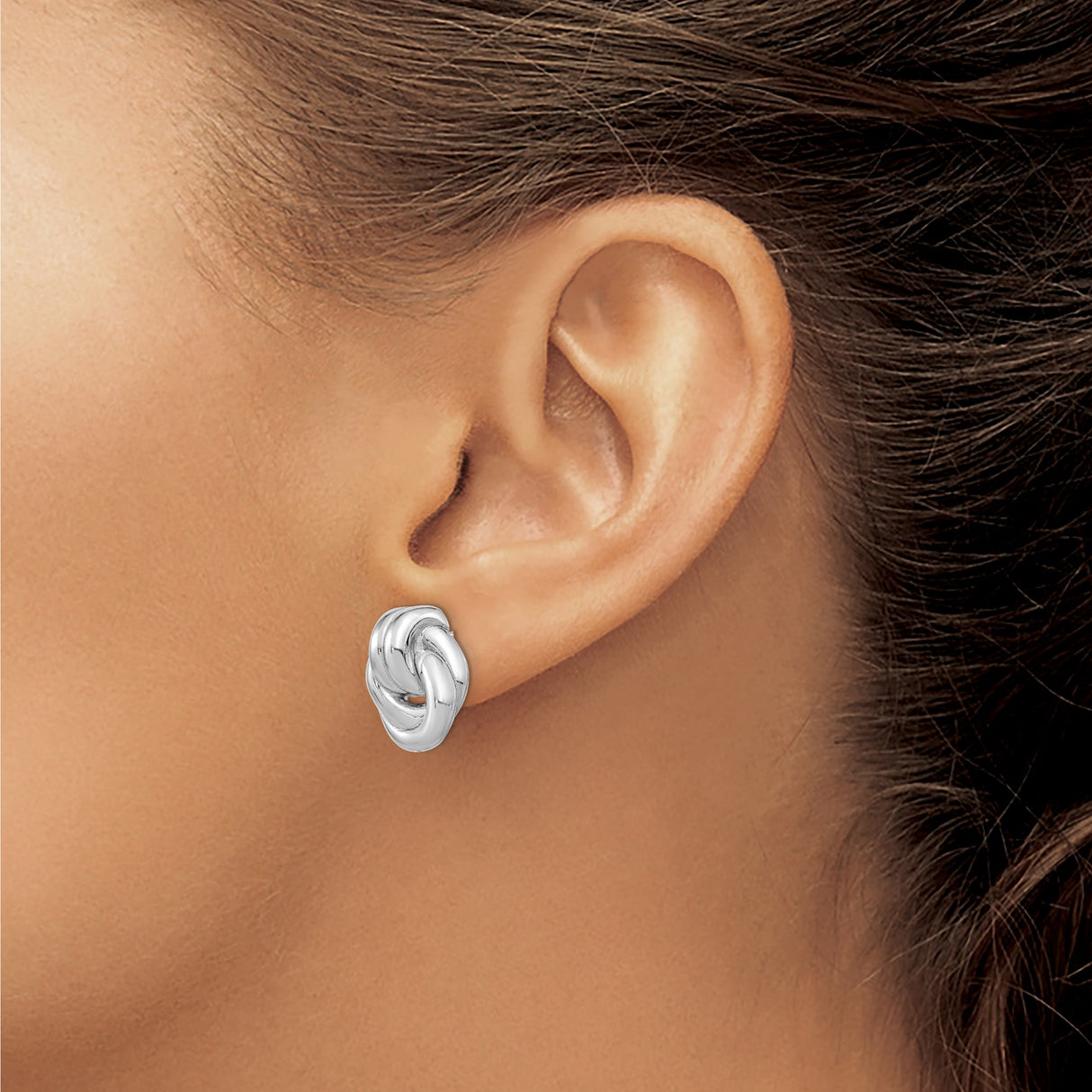 Sterling Silver Love Knot Stud Earrings with Twisted Loop