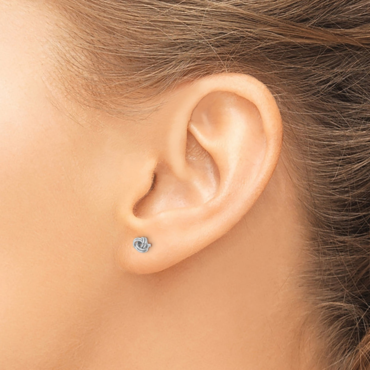 Sterling Silver Love Knot Stud Earrings With Woven Design