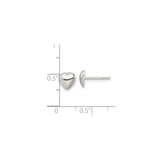 Sterling Silver Heart Stud Earrings, Polished Puffed Heart Design, Minimalist Romantic Style