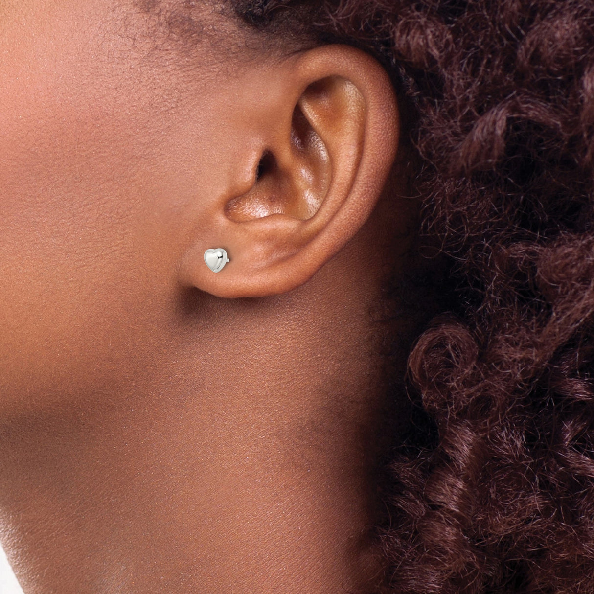 Sterling Silver Heart Stud Earrings with Polished Puff Design, Romantic Minimalist Jewelry for Women