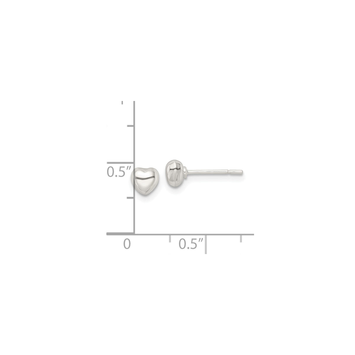 Sterling Silver Heart Stud Earrings with Polished Puff Design, Romantic Minimalist Jewelry for Women