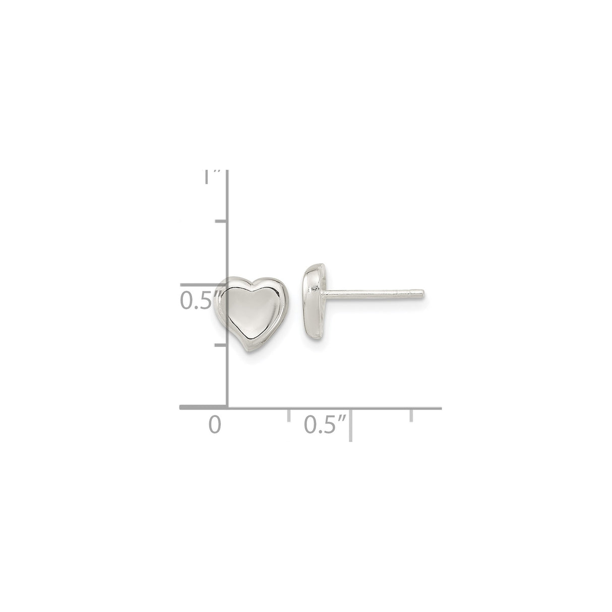 Sterling Silver Heart Stud Earrings, Polished Puffed Hearts, Minimalist Romantic Design