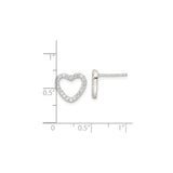 Sterling Silver Heart Shaped Stud Earrings with Cubic Zirconia Accents