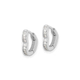 Sterling Silver Heart Shaped Hoop Earrings with Cubic Zirconia Accents, Minimalist Romantic Style