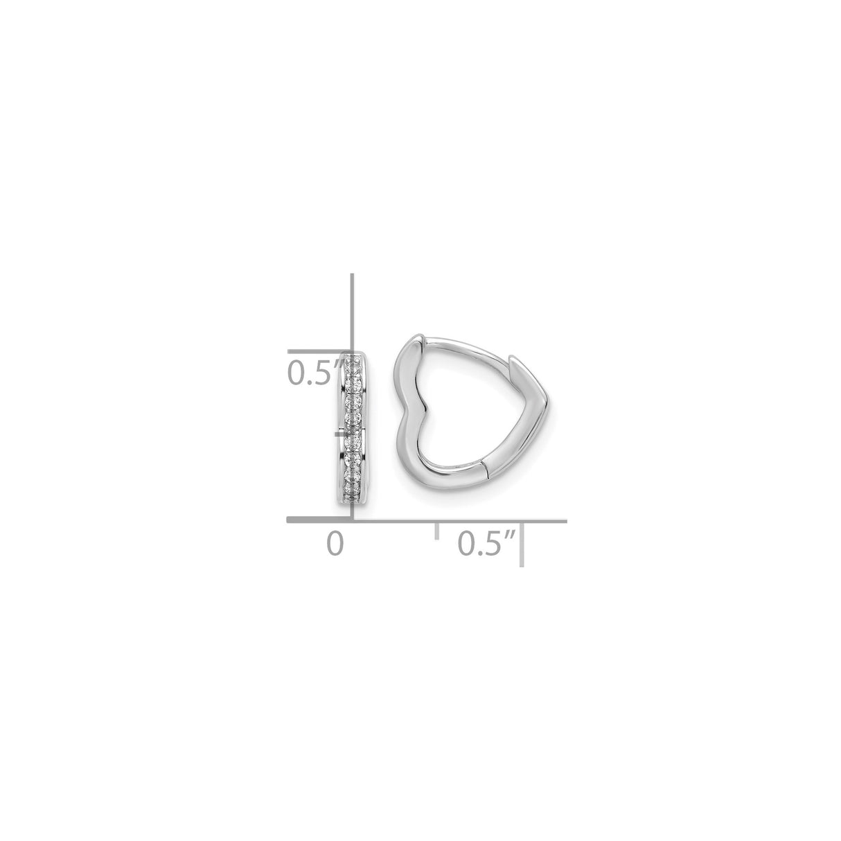 Sterling Silver Heart Shaped Hoop Earrings with Cubic Zirconia Accents, Minimalist Romantic Style