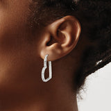 Sterling Silver Heart Hoop Earrings with Cubic Zirconia, Romantic Sparkly Design for Women