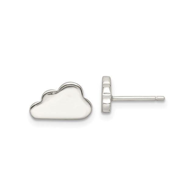 Sterling Silver Cloud Shaped Stud Earrings, Minimalist Whimsical Design for Women and Teens
