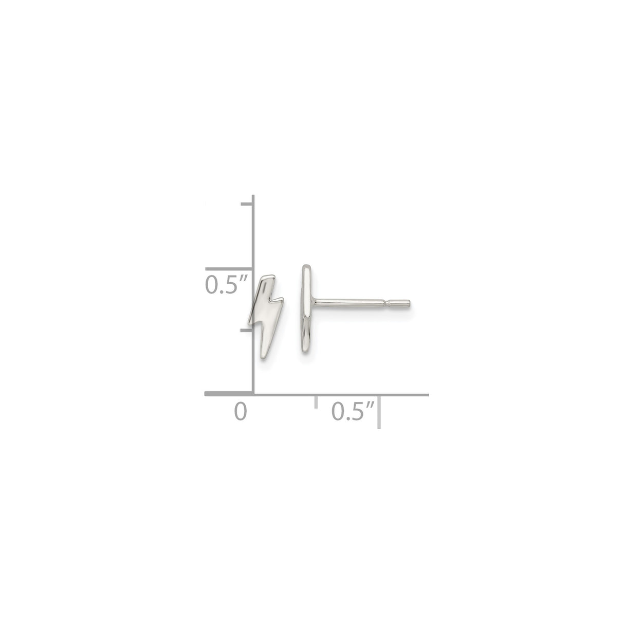 Sterling Silver Lightning Bolt Stud Earrings, Minimalist Modern Style, Unisex Design