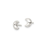 Sterling Silver Crescent Moon Stud Earrings, Minimalist Boho Celestial Design for Women or Unisex Wear