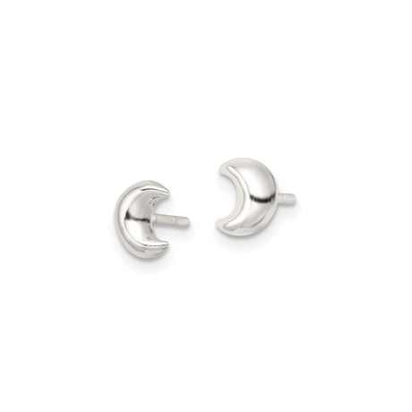 Sterling Silver Crescent Moon Stud Earrings, Minimalist Boho Celestial Design for Women or Unisex Wear