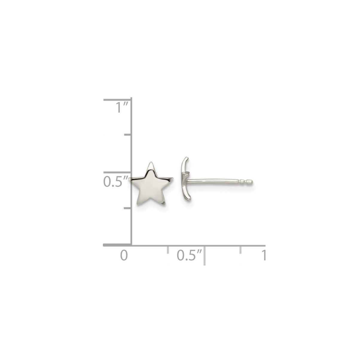 Sterling Silver Star Stud Earrings, Polished Five Point Design, Minimalist Celestial Jewelry