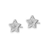 Sterling Silver Star Stud Earrings with Cubic Zirconia, Five Point Celestial Design