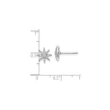 Sterling Silver Starburst Stud Earrings with Cubic Zirconia, Celestial Eight-Point Design