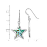 Sterling Silver Star Dangle Earrings with Abalone Shell Inlay, Boho Celestial Design for Women